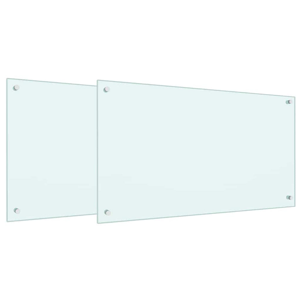 Vidaxl keuken spatscherm 2 pcs wit 90 x 50 cm gehard glas