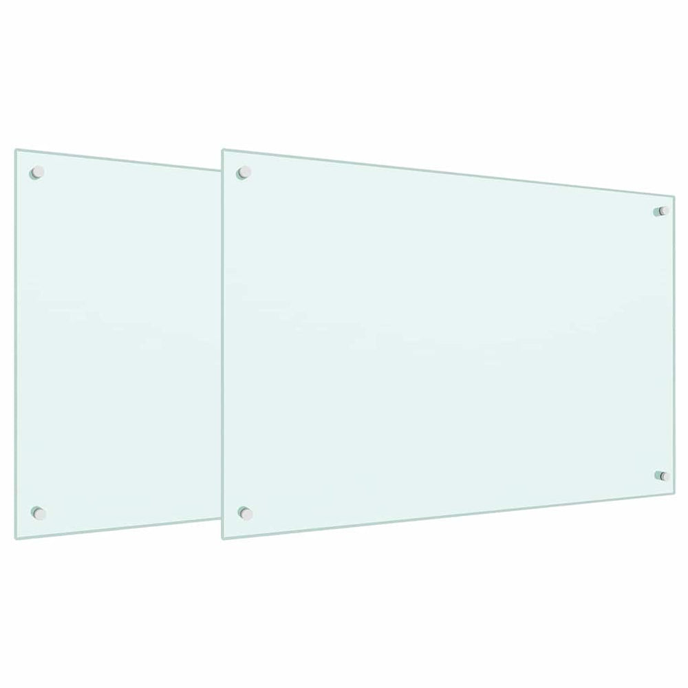 Vidaxl keuken spatscherm 2 pcs wit 90 x 60 cm gehard glas