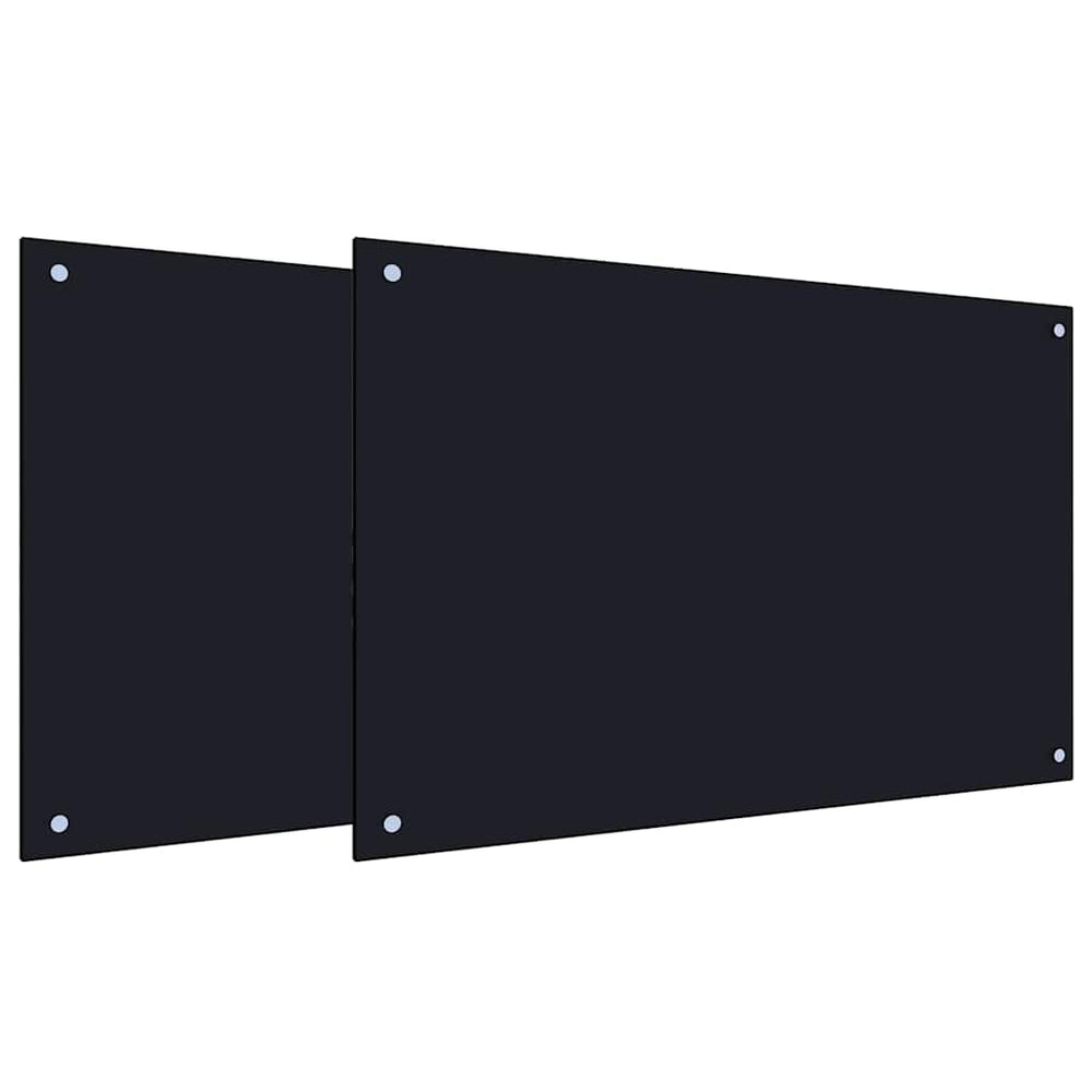 Vidaxl keuken spatscherm 2 pcs zwart 90 x 60 cm gehard glas