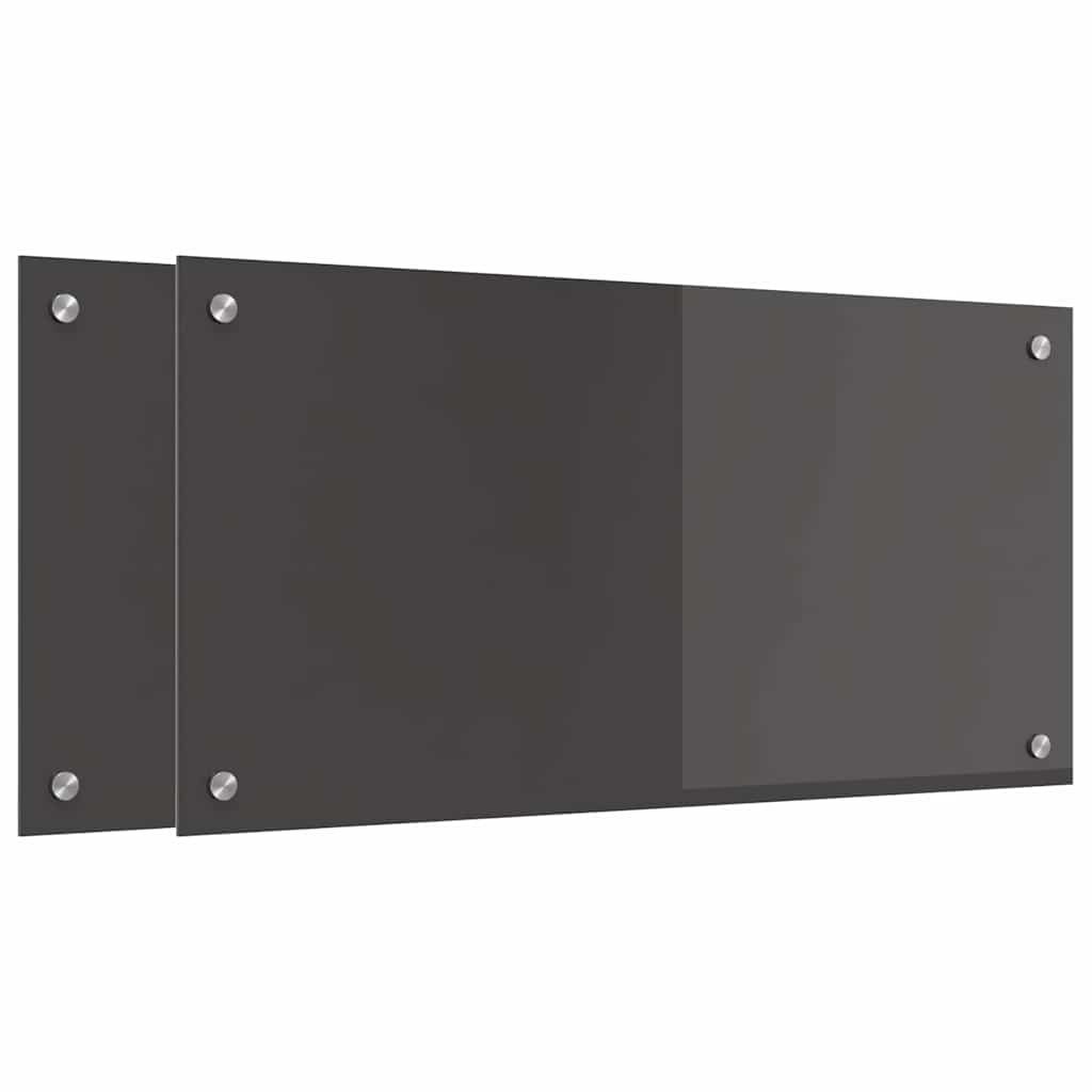 Vidaxl keuken spatscherm 2 pcs donkergrijs 80 x 40 cm gehard glas
