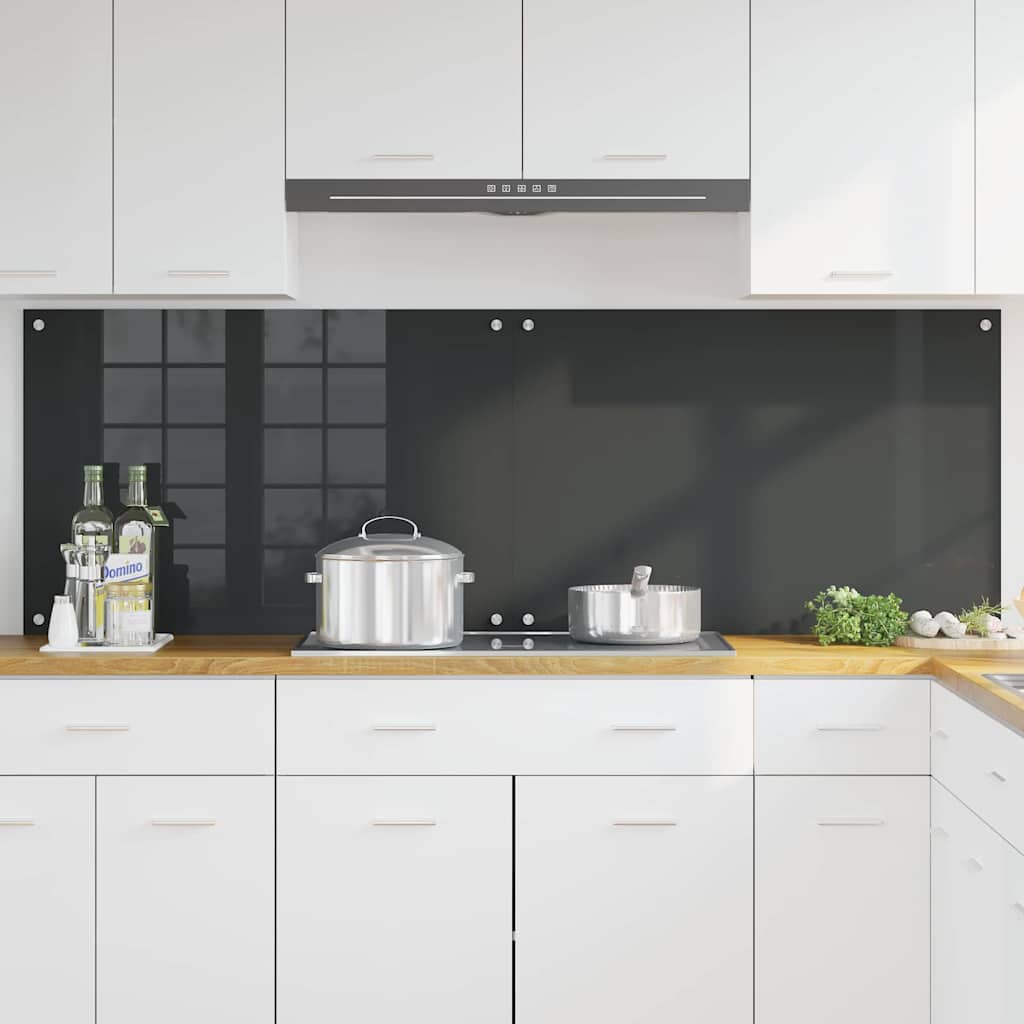 Vidaxl keuken spatscherm 2 pcs donkergrijs 90 x 60 cm gehard glas