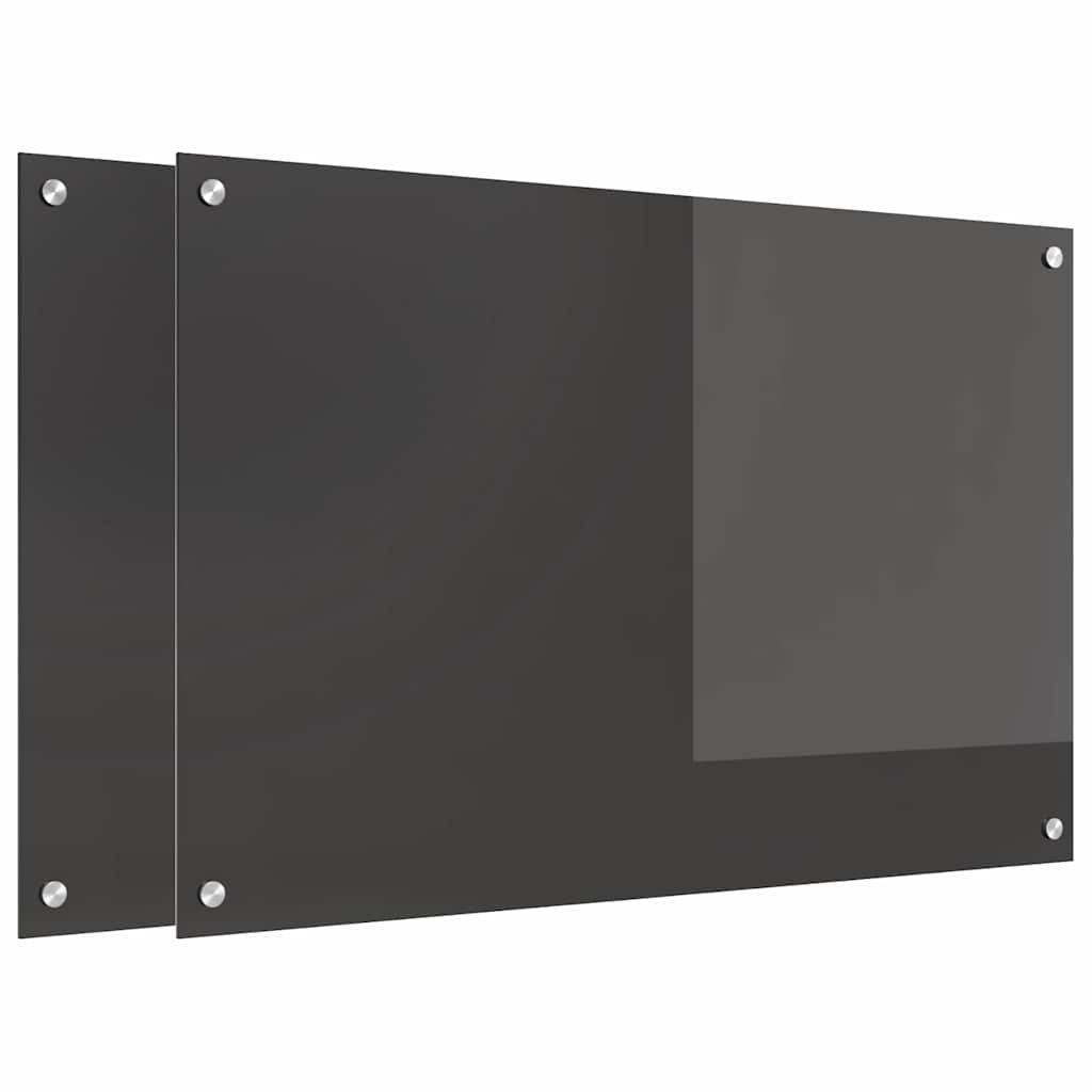 Vidaxl keuken spatscherm 2 pcs donkergrijs 90 x 60 cm gehard glas