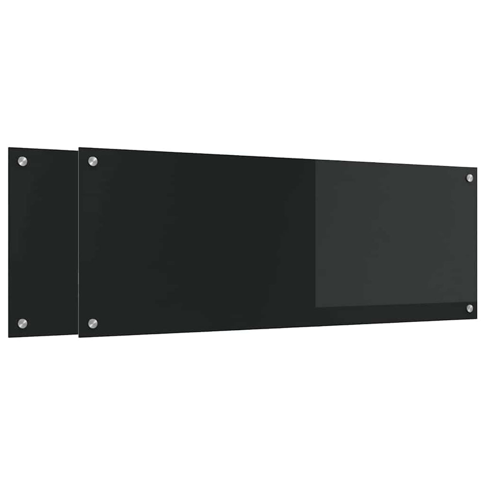 Vidaxl keuken spatscherm 2 pcs zwart 110 x 40 cm gehard glas