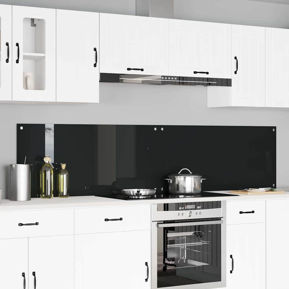 Vidaxl keuken spatscherm 2 pcs zwart 110 x 50 cm gehard glas