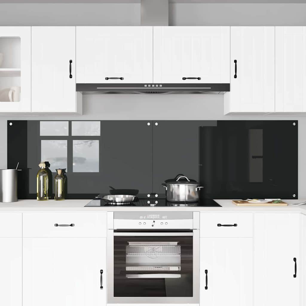 Vidaxl keuken spatscherm 2 pcs zwart 110 x 60 cm gehard glas