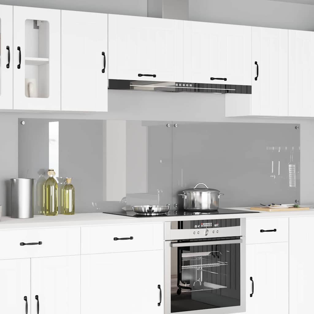 Vidaxl keuken spatscherm 2 pcs lichtgrijs 110 x 60 cm gehard glas