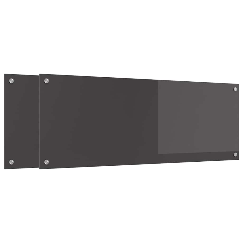 Vidaxl keuken spatscherm 2 pcs donkergrijs 110 x 40 cm gehard glas
