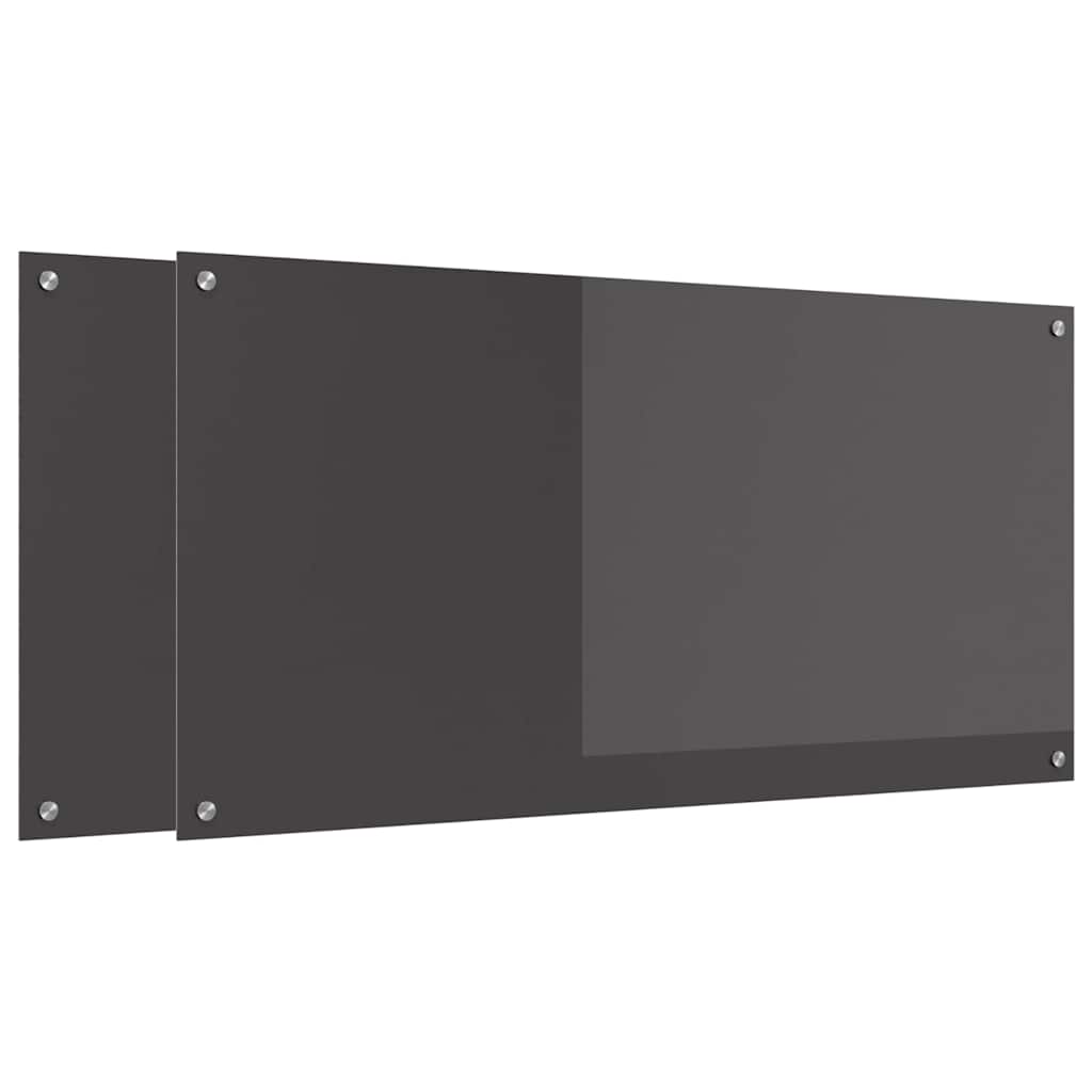 Vidaxl keuken spatscherm 2 pcs donkergrijs 120 x 60 cm gehard glas