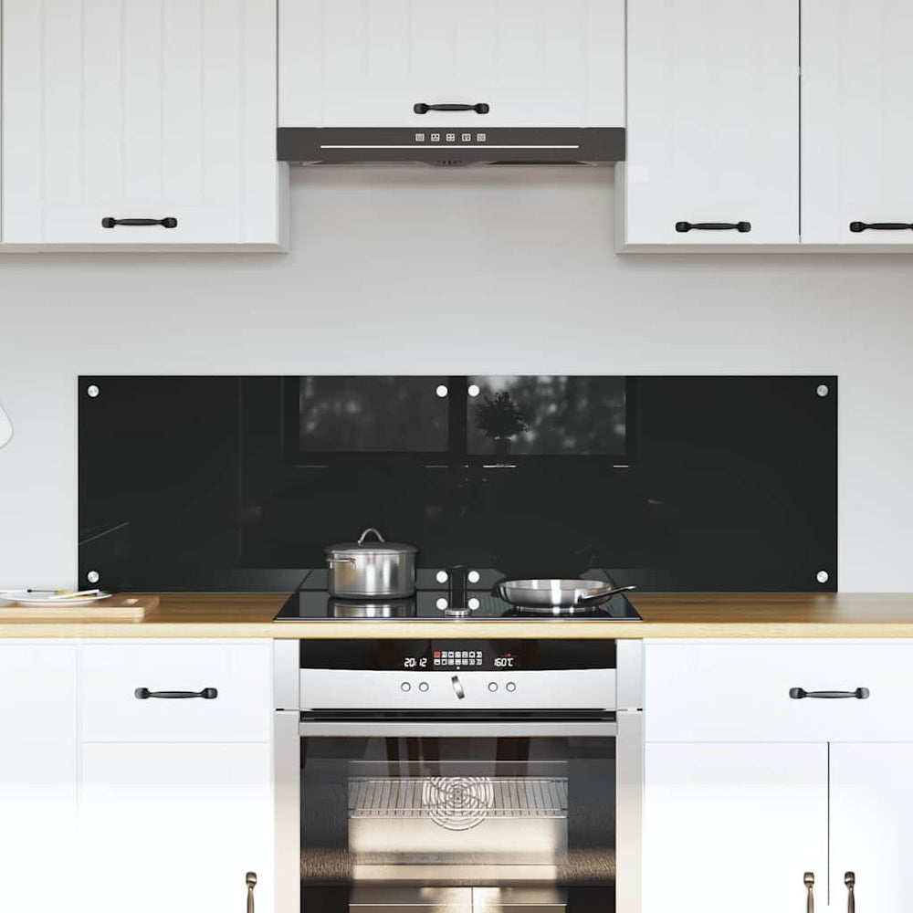 Vidaxl keuken achterwand 2 pcs zwart 70 x 40 cm gehard glas
