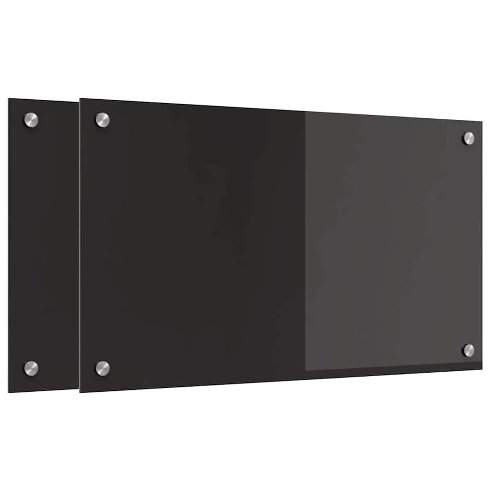 Vidaxl keuken achterwand 2 pcs zwart 70 x 40 cm gehard glas