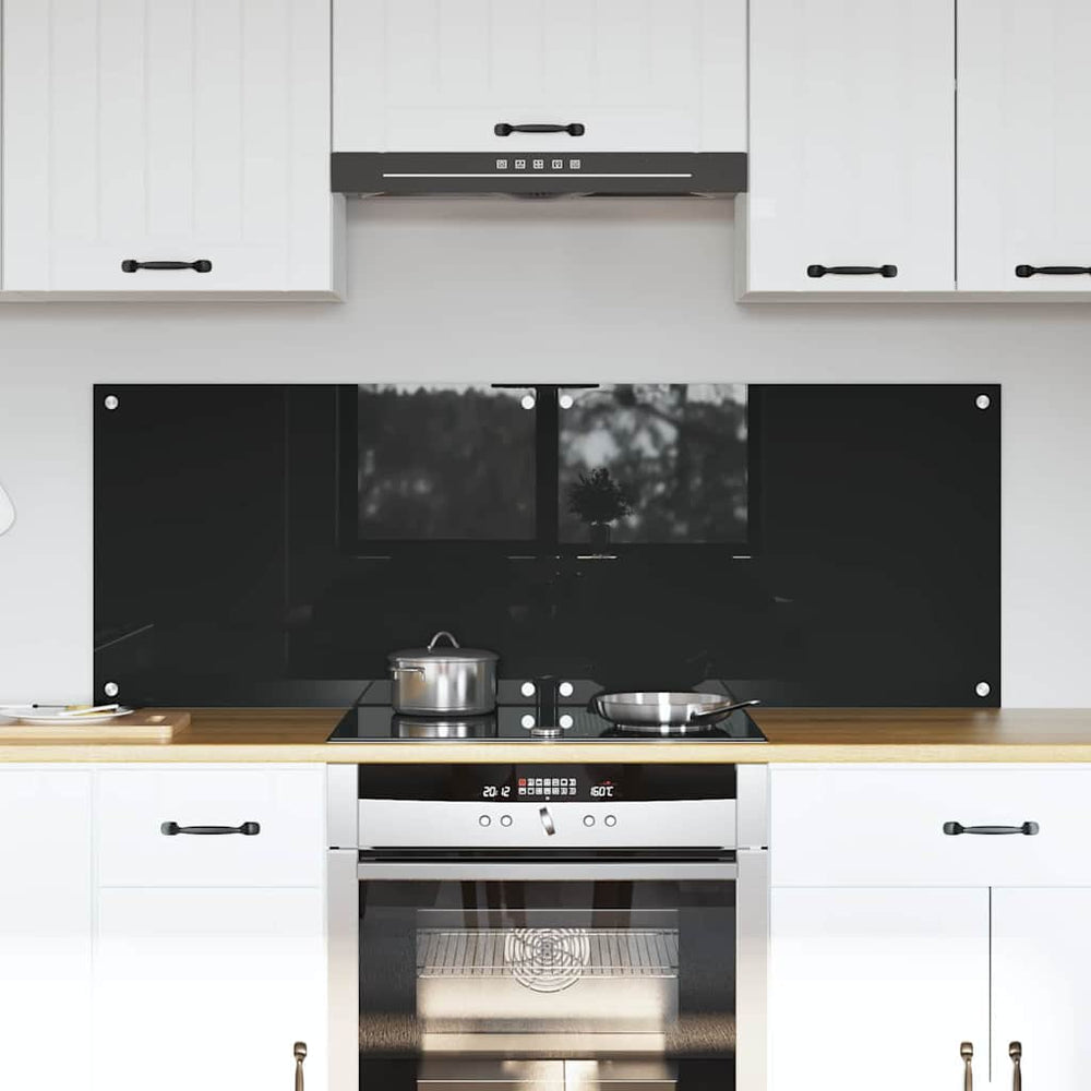 Vidaxl keuken achterwand 2 pcs zwart 70 x 50 cm gehard glas