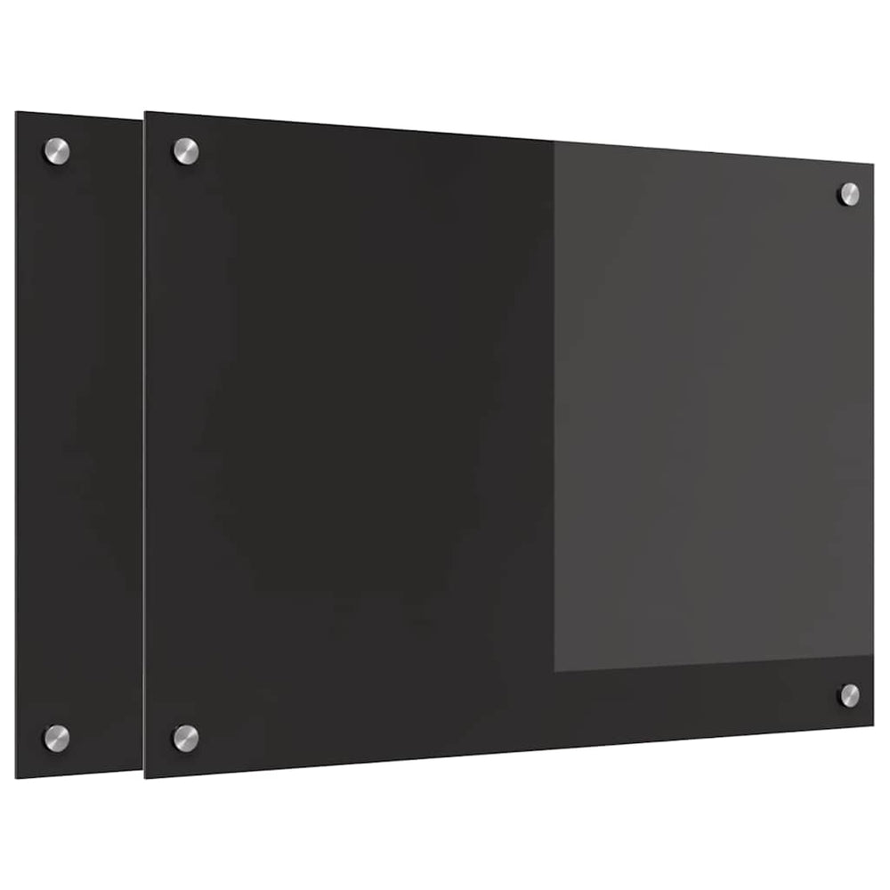 Vidaxl keuken achterwand 2 pcs zwart 70 x 50 cm gehard glas