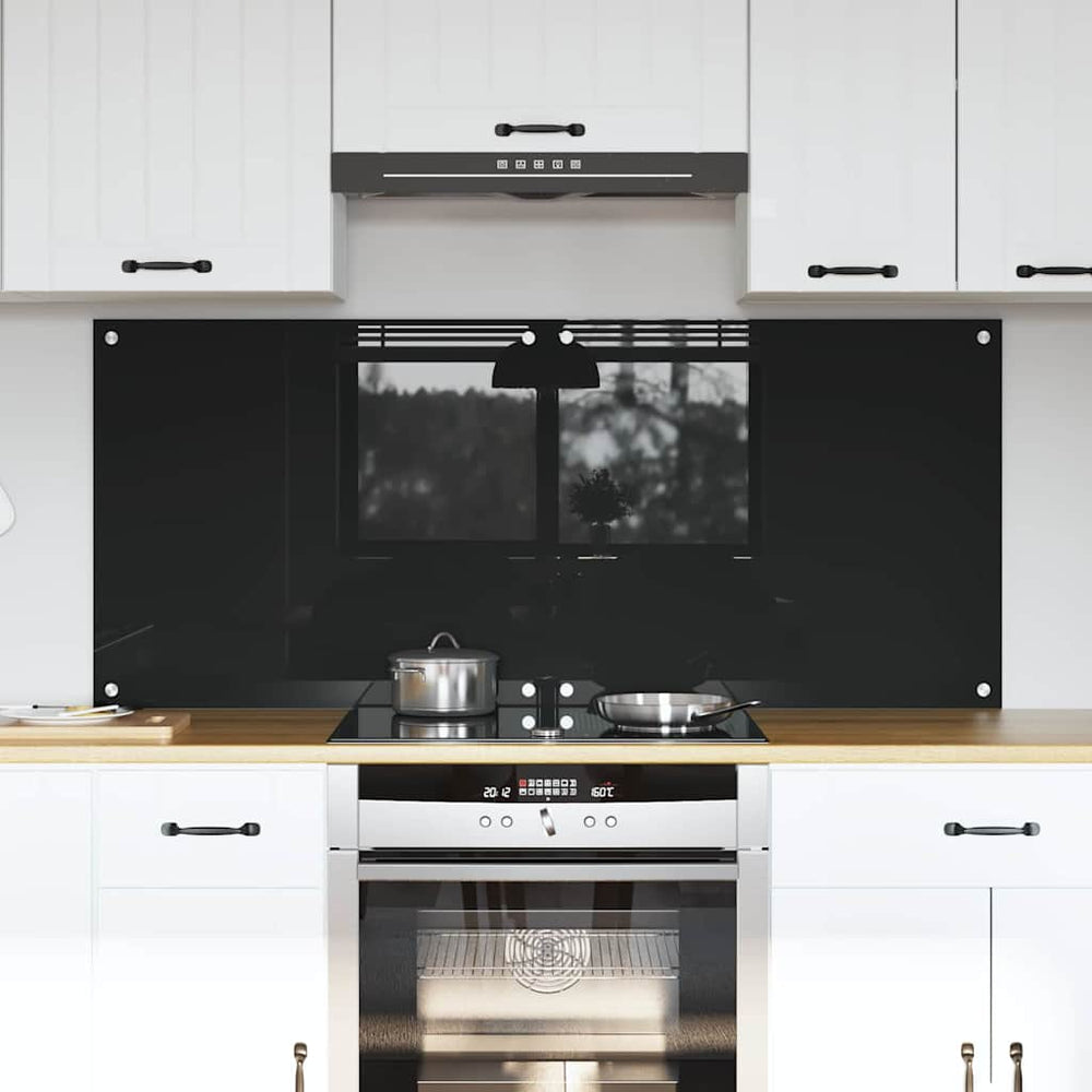 Vidaxl keuken achterwand 2 pcs zwart 70 x 60 cm gehard glas