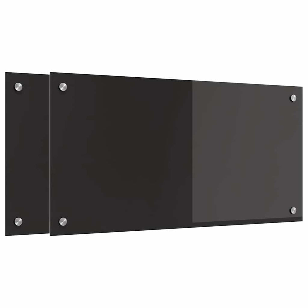 Vidaxl keuken achterwand 2 pcs zwart 80 x 40 cm gehard glas