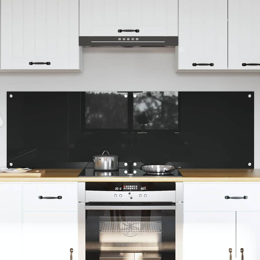 Vidaxl keuken achterwand 2 pcs zwart 80 x 50 cm gehard glas