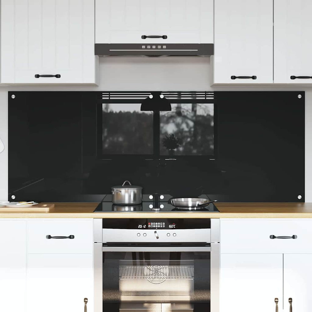 Vidaxl keuken achterwand 2 pcs zwart 80 x 60 cm gehard glas