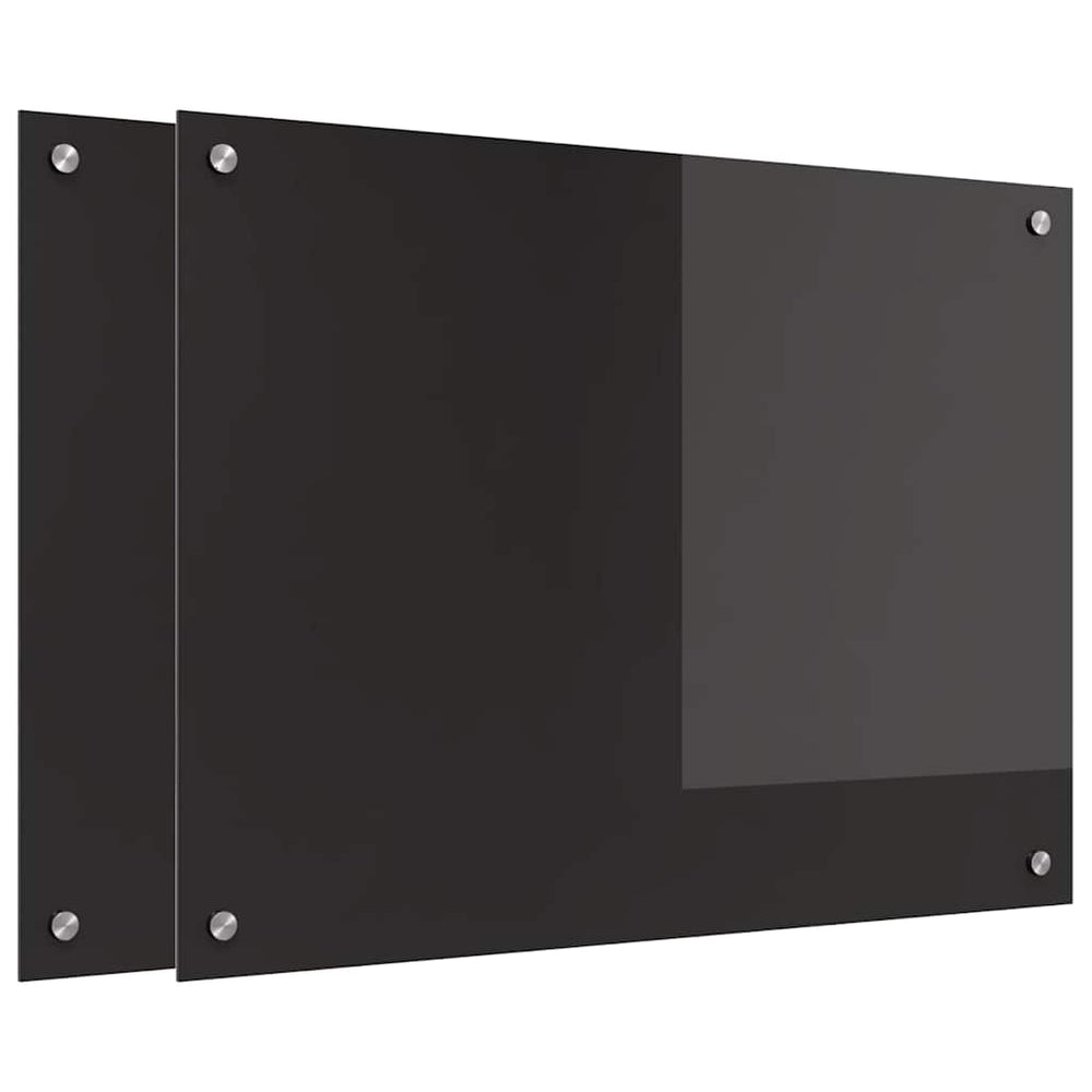 Vidaxl keuken achterwand 2 pcs zwart 80 x 60 cm gehard glas