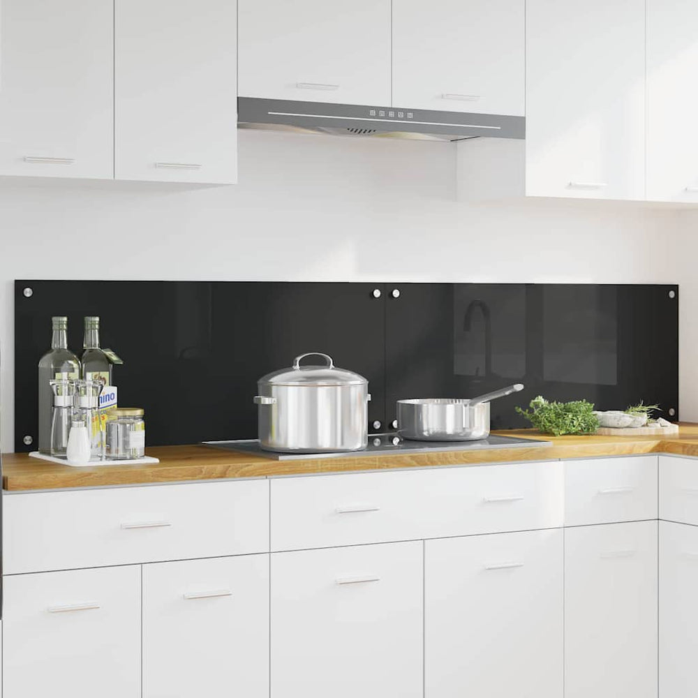Vidaxl keuken achterwand 2 pcs zwart 100 x 40 cm gehard glas