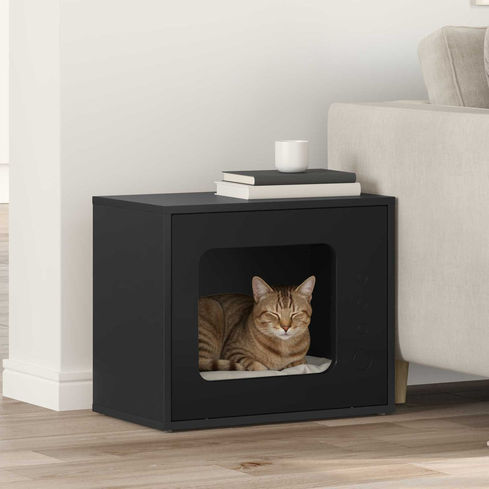 Vidaxl kattenhuis zwart 51 x 30 x 42,5 cm bewerkt hout