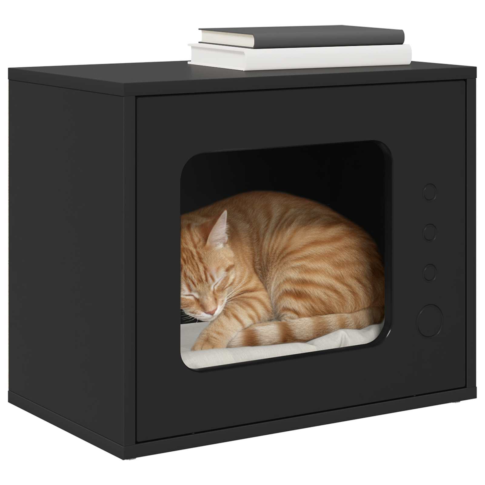 Vidaxl kattenhuis zwart 51 x 30 x 42,5 cm bewerkt hout