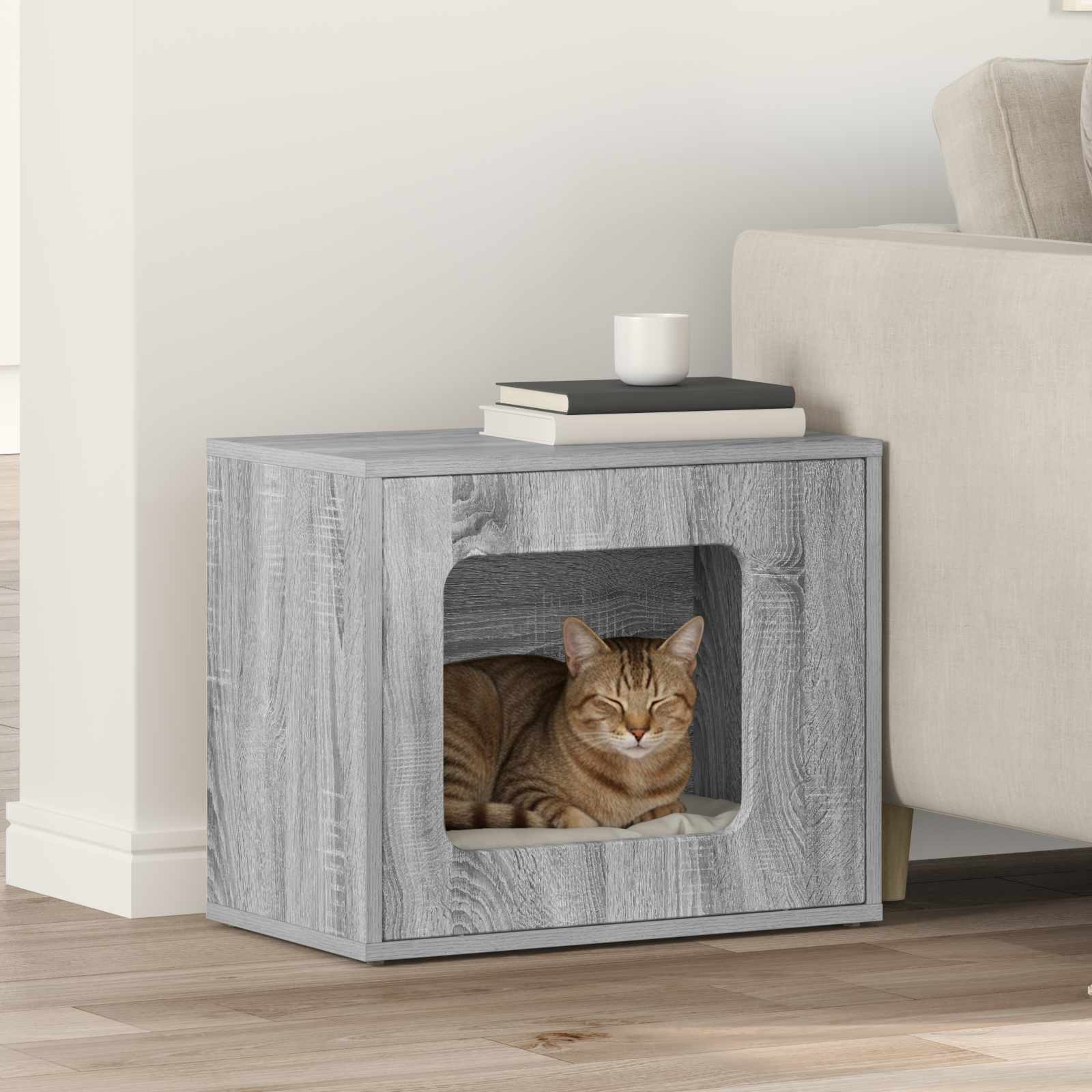 Vidaxl kattenhuis grijs sonoma 51 x 30 x 42,5 cm bewerkt hout
