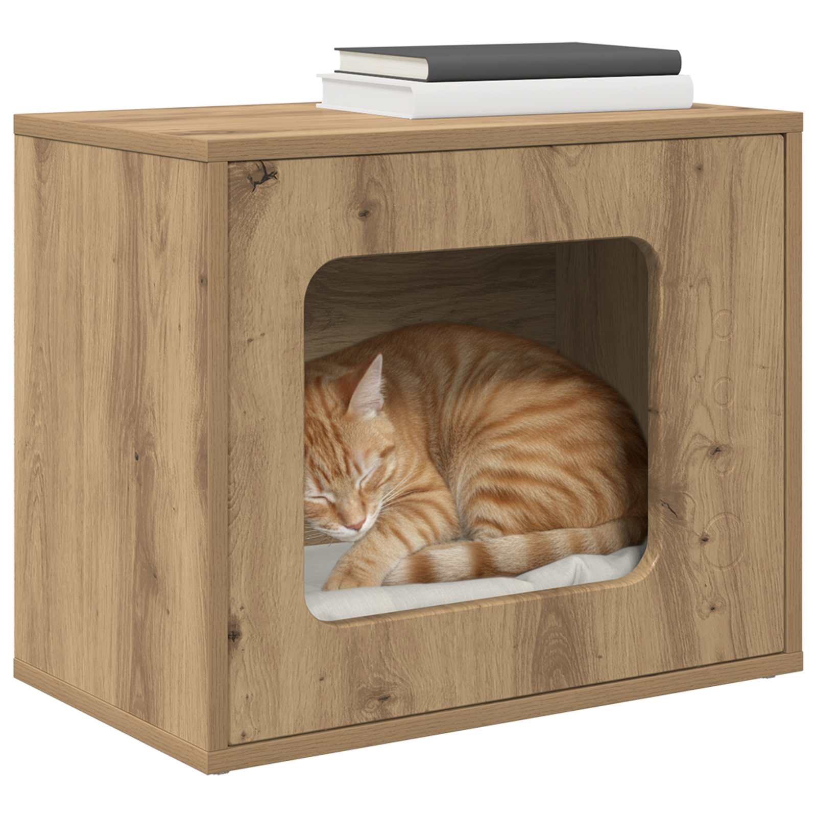 Vidaxl kattenhuis ambachtelijk eiken 51 x 30 x 42,5 cm bewerkt hout