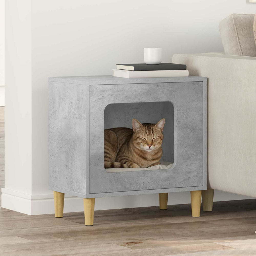 Vidaxl kattenhuis beton 51 x 30 x 52 cm bewerkt hout