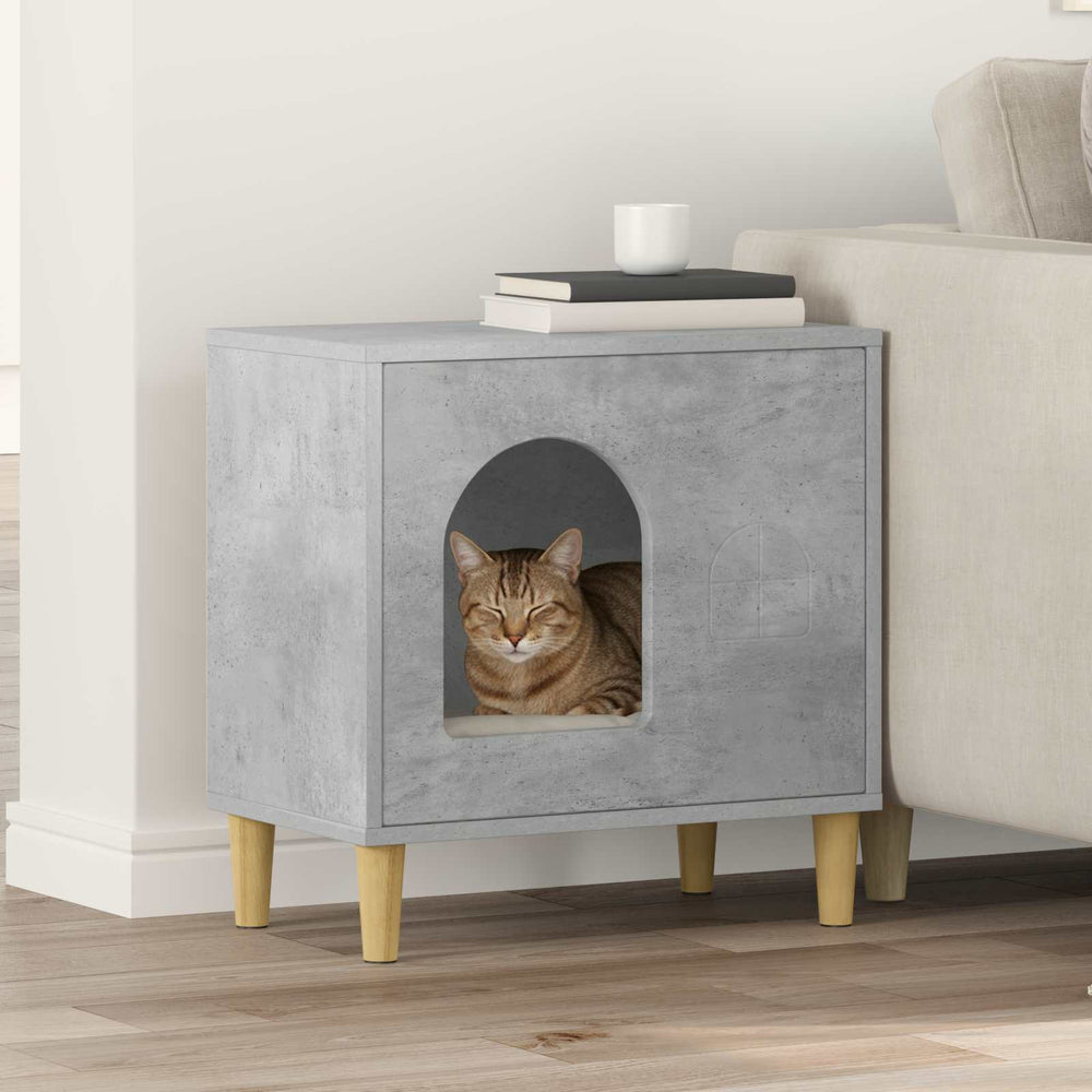 Vidaxl kattenhuis beton 51 x 30 x 52 cm bewerkt hout