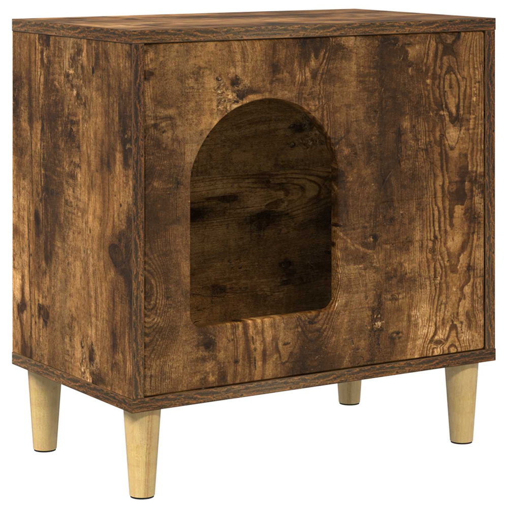 Vidaxl kattenhuis gerookt eiken 51 x 30 x 52 cm bewerkt hout