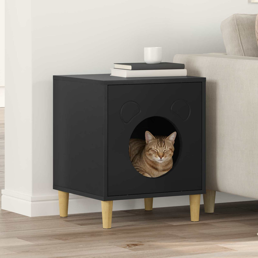 Vidaxl kattenhuis zwart 42,5 x 40 x 53 cm bewerkt hout