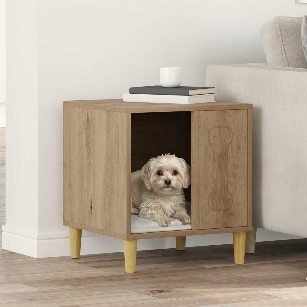 Vidaxl hondenhuis ambachtelijk eiken 44 x 42 x 49 cm bewerkt hout