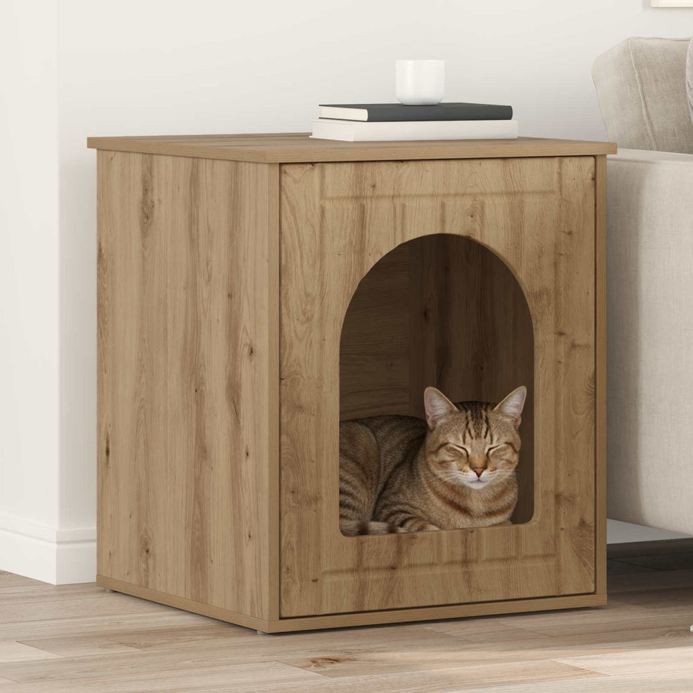 Vidaxl kattenhuis ambachtelijk eiken 53 x 52 x 62 cm bewerkt hout