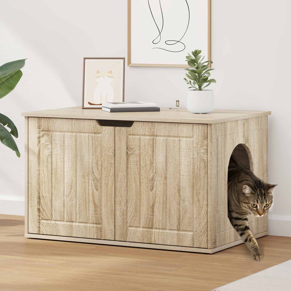 Vidaxl kattenhuis sonoma 85 x 55 x 50,5 cm bewerkt hout