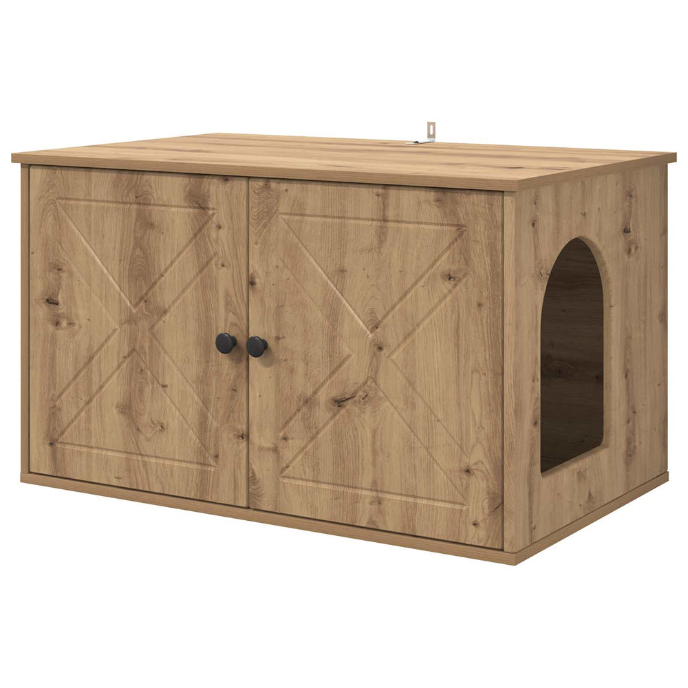 Vidaxl kattenhuis ambachtelijk eiken 85 x 55 x 50 cm bewerkt hout