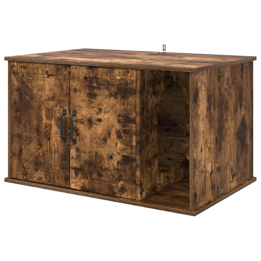 Vidaxl kattenhuis gerookt eiken 85 x 55 x 50 cm bewerkt hout