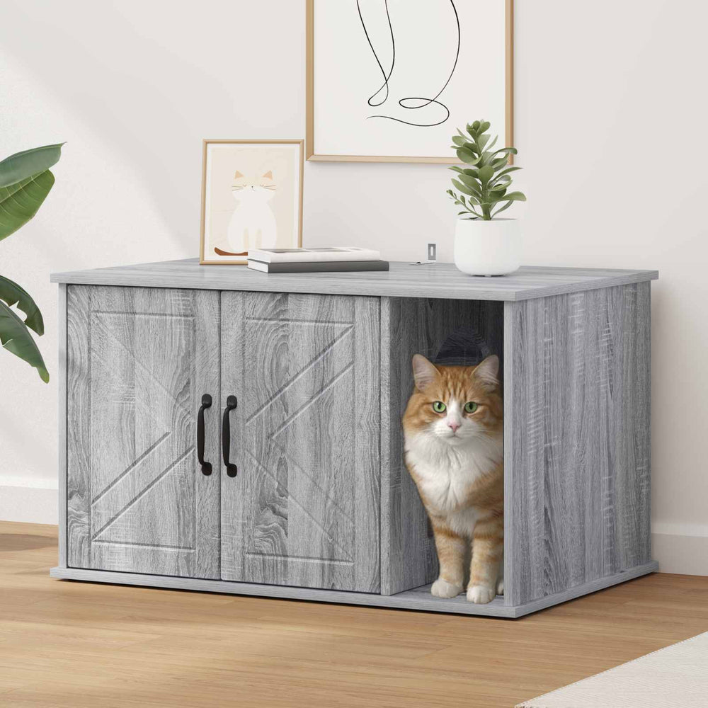 Vidaxl kattenhuis grijs sonoma 85 x 55 x 50 cm bewerkt hout
