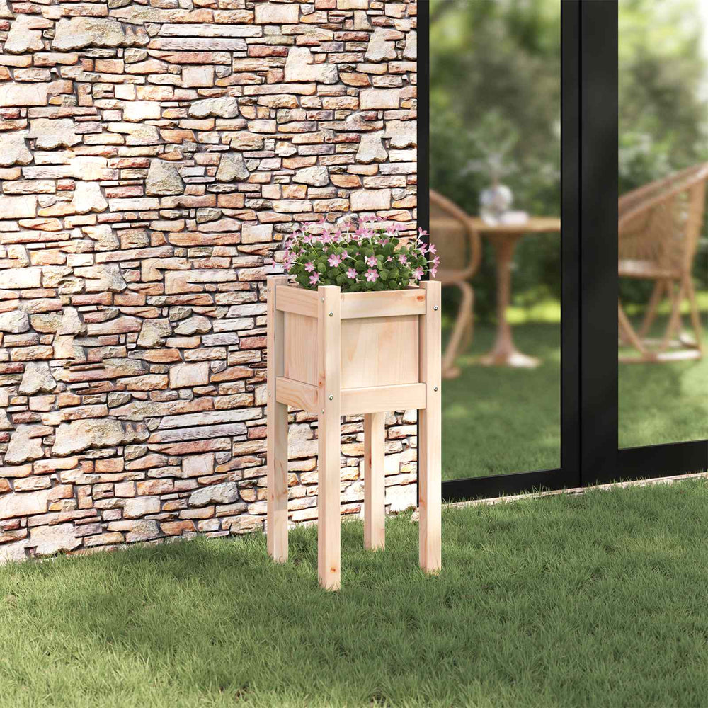 Vidaxl tuin bloempot natuur 31 x 31 x 70 cm massief grenenhout