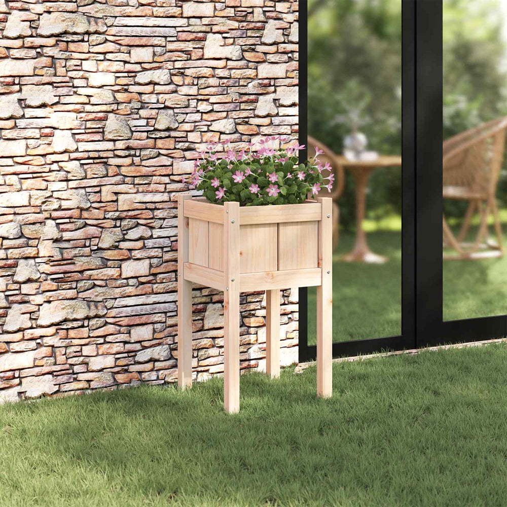 Vidaxl tuin bloempot natuur 40 x 40 x 70 cm massief grenenhout