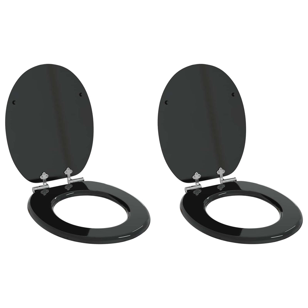 Vidaxl zachte sluit toiletbril 2 pcs zwart 44 x 38 cm mdf-plaat
