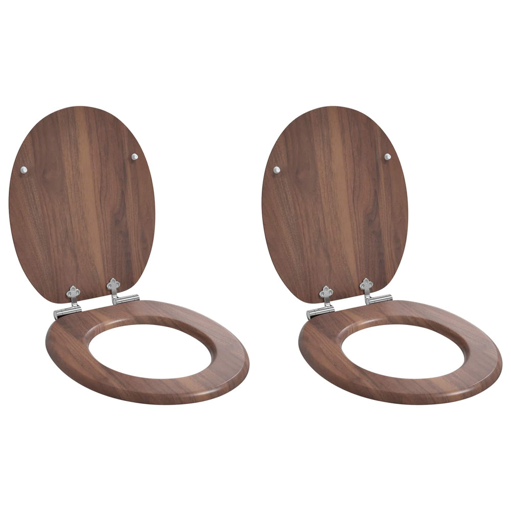 Vidaxl zachte sluit toiletbril 2 pcs bruin 44 x 38 cm mdf-plaat