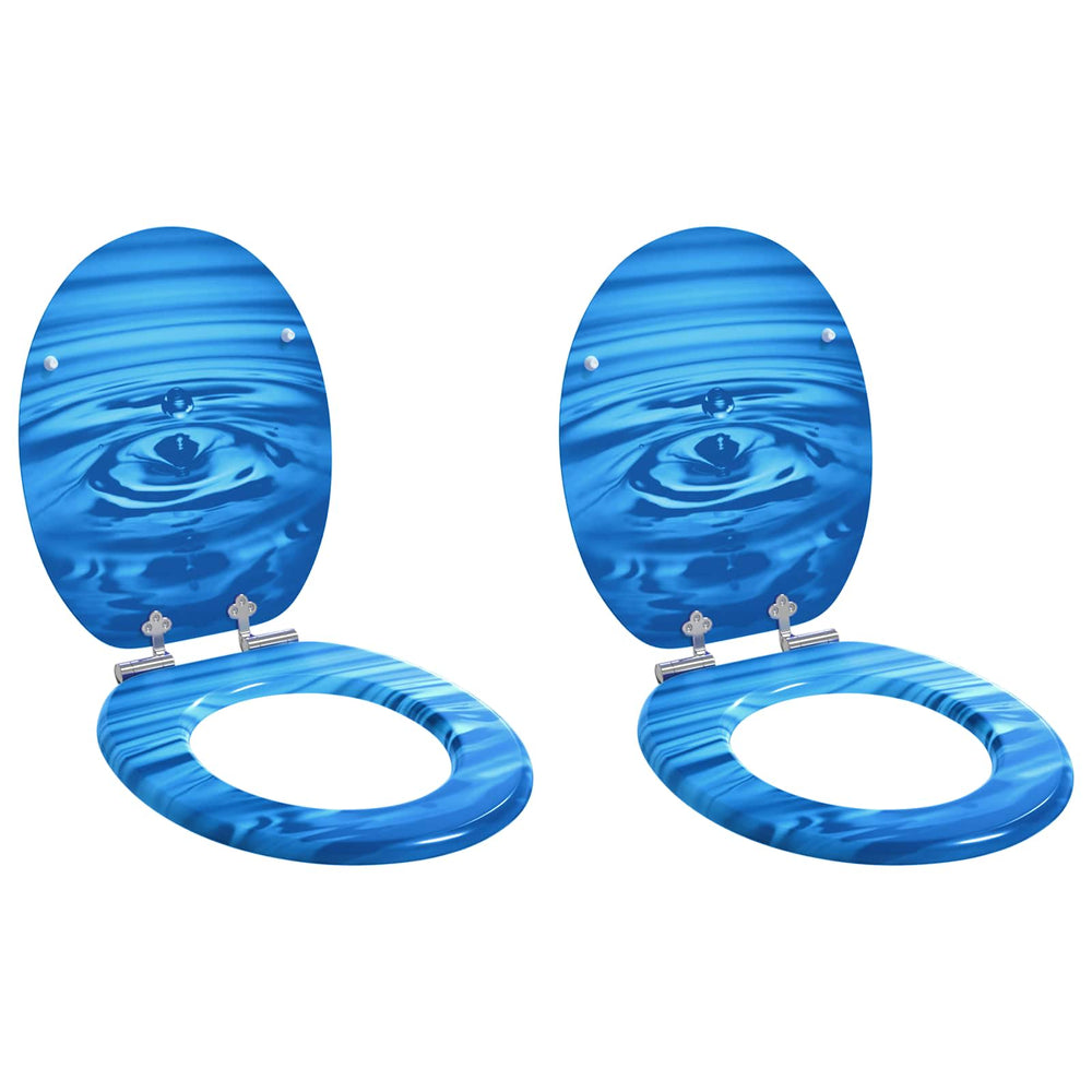 Vidaxl zachte sluit toiletbril 2 pcs blauwe druppel 44 x 38 cm