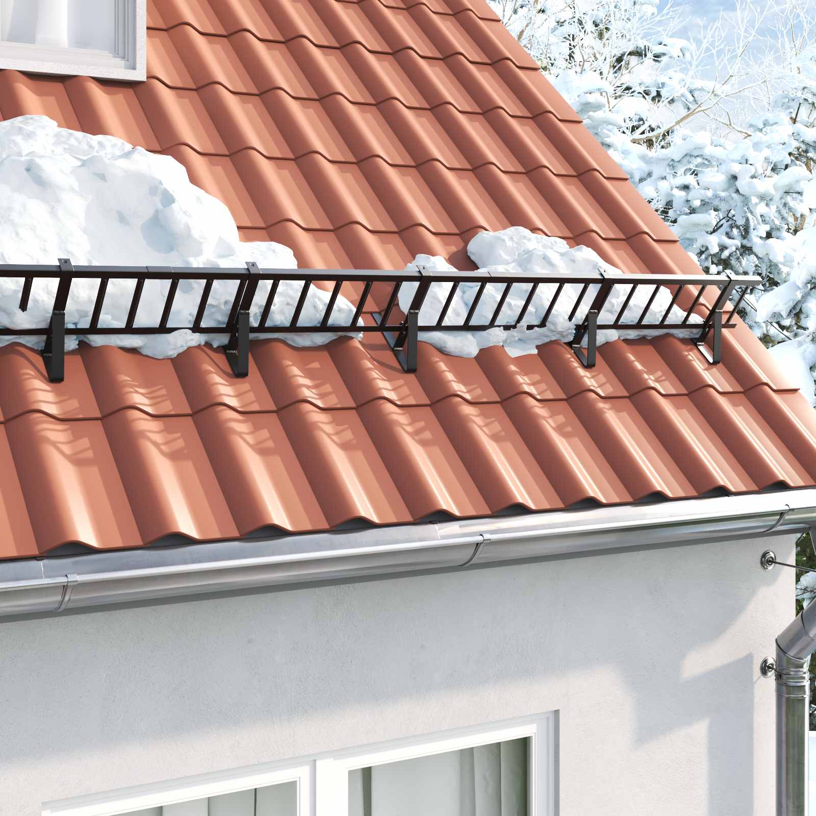 Vidaxl dak sneeuwbeugel zwart 600 x 2,5 x 20 cm staal