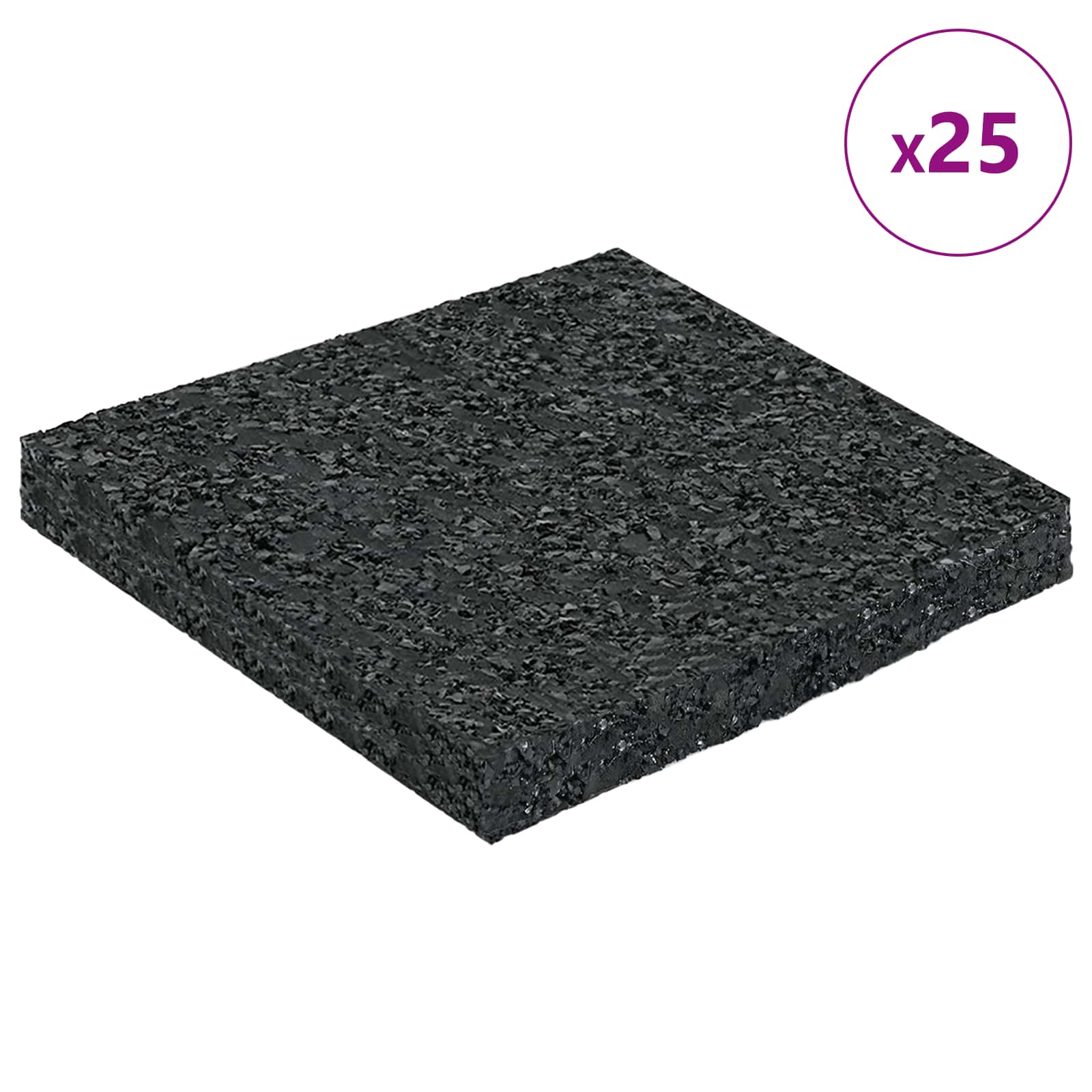 Vidaxl rubber granulaat patio pad zwart 9 x 9 x 0,8 cm rubber