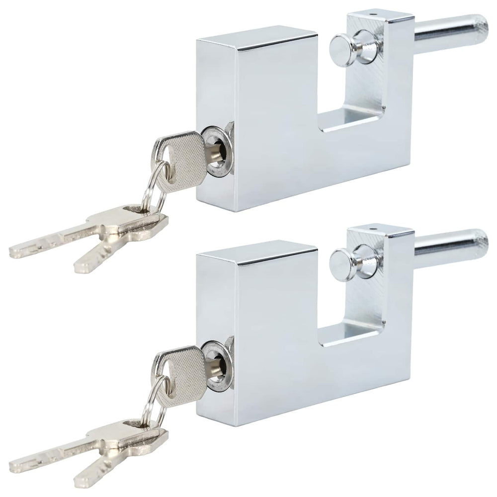 Vidaxl hangslot 2 pcs zilver 8,7 x 1,9 x 5,5 cm ijzer