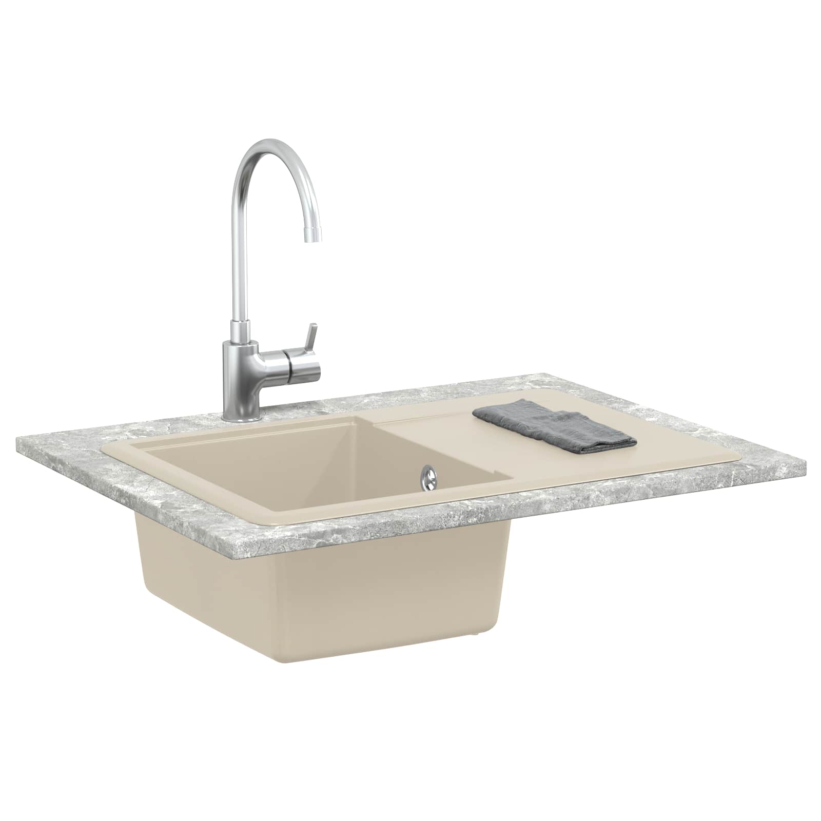 Vidaxl wasbak 80% kwarts en 20% hars 670 x 460 mm beige