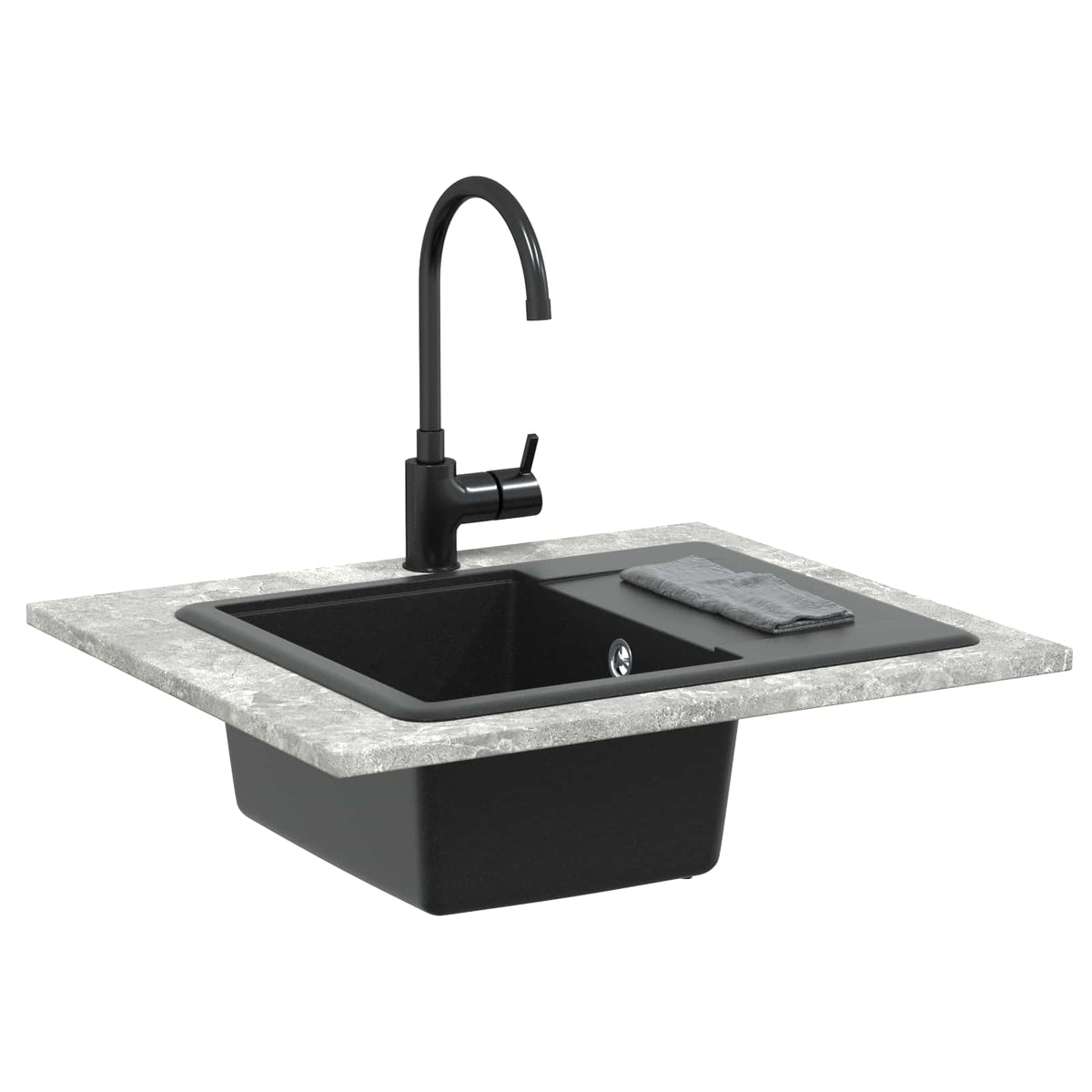 Vidaxl wasbak 80% kwarts en 20% hars 560 x 460 mm zwart