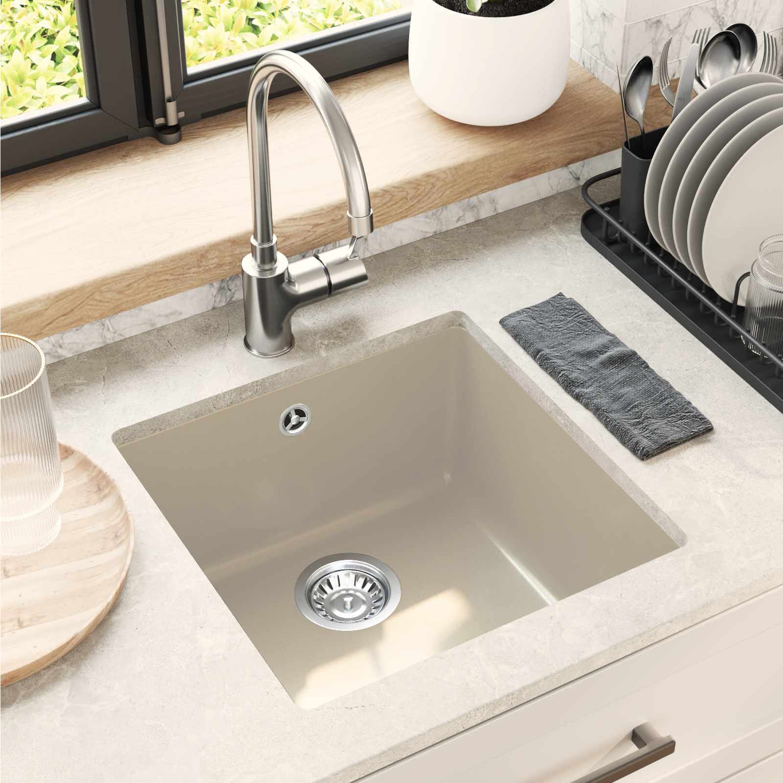 Vidaxl wasbak 80% kwarts en 20% hars 430 x 460 mm beige