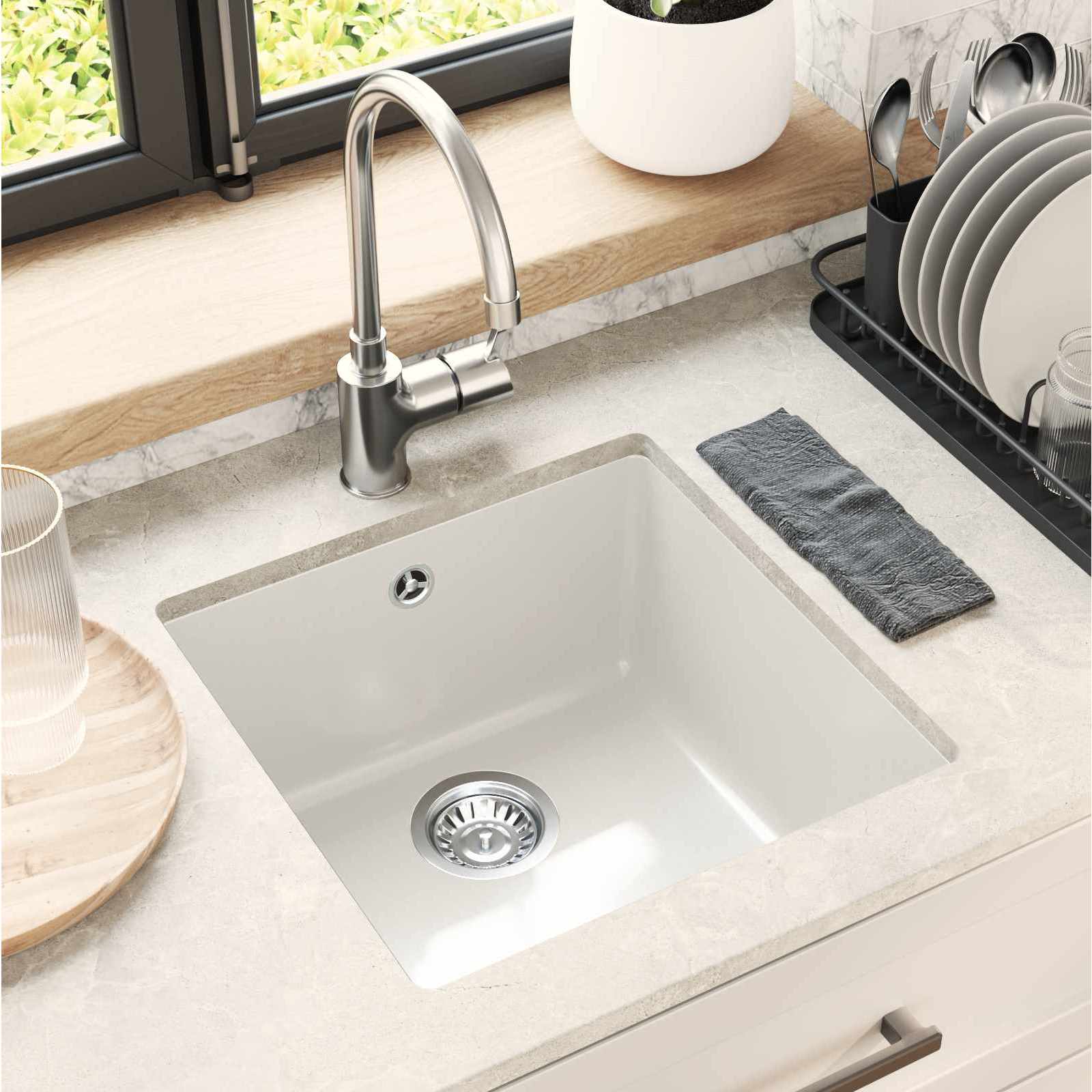 Vidaxl wasbak 80% kwarts en 20% hars 430 x 460 mm wit