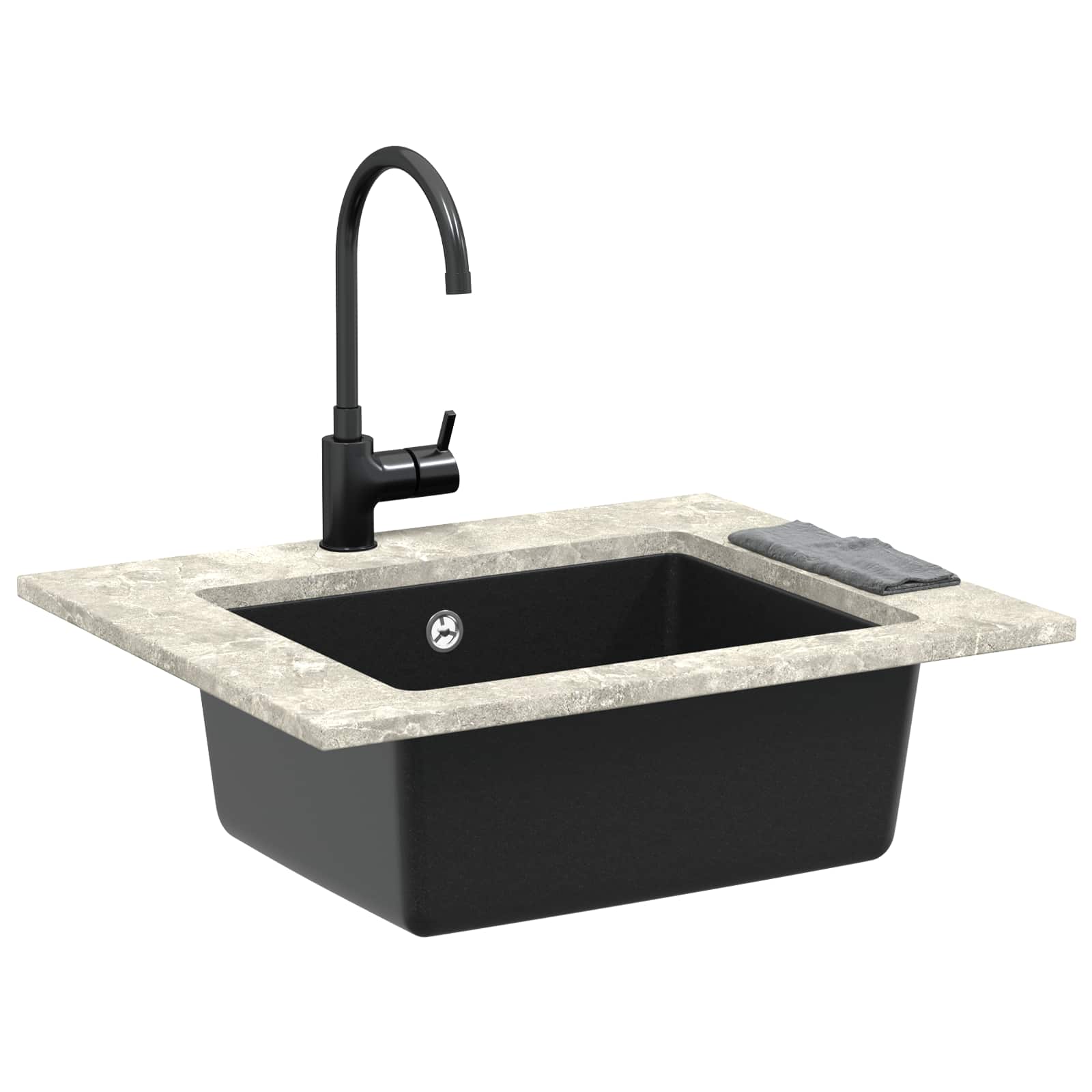 Vidaxl wasbak 80% kwarts en 20% hars 530 x 460 mm zwart
