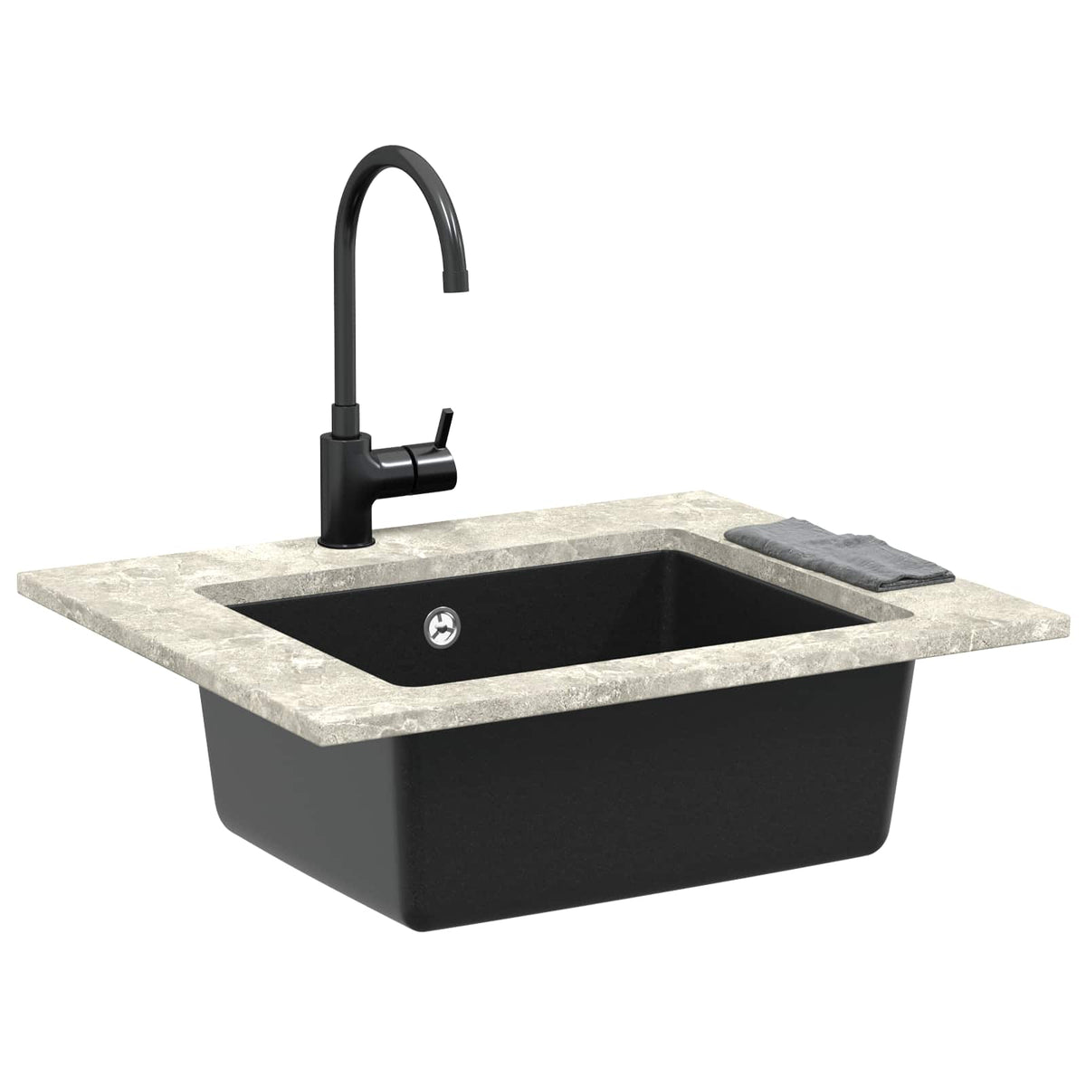 Vidaxl wasbak 80% kwarts en 20% hars 530 x 460 mm zwart